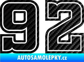Samolepka Startovní číslo 92 typ 5 3D karbon černý