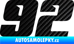 Samolepka Startovní číslo 92 typ 6 3D karbon černý