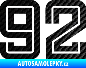 Samolepka Startovní číslo 92 typ 7 3D karbon černý
