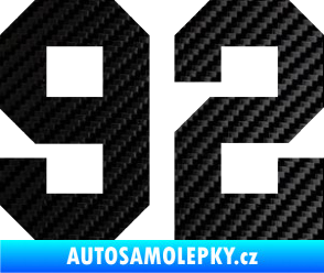 Samolepka Startovní číslo 92 3D karbon černý