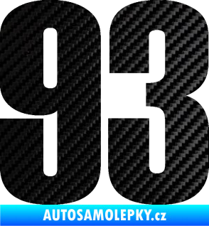 Samolepka Startovní číslo 93 typ 2   3D karbon černý