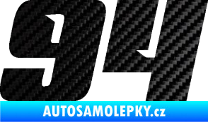Samolepka Startovní číslo 94 typ 6 3D karbon černý