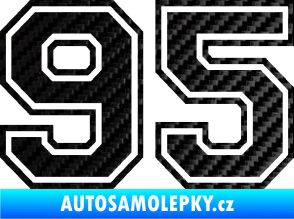Samolepka Startovní číslo 95 typ 4 3D karbon černý