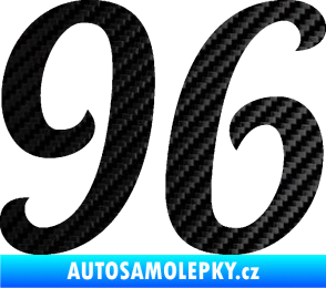 Samolepka Startovní číslo 96 typ 3    3D karbon černý