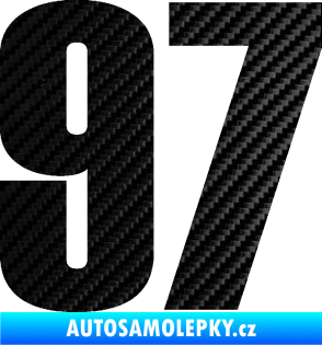 Samolepka Startovní číslo 97 typ 2 3D karbon černý