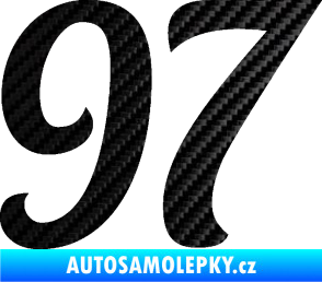 Samolepka Startovní číslo 97 typ 3   3D karbon černý
