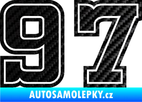 Samolepka Startovní číslo 97 typ 5 3D karbon černý
