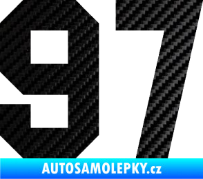 Samolepka Startovní číslo 97 3D karbon černý