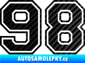 Samolepka Startovní číslo 98 typ 4 3D karbon černý
