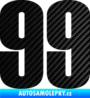 Samolepka Startovní číslo 99 typ 2      3D karbon černý