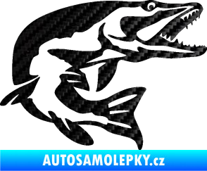 Samolepka Štika 001 pravá 3D karbon černý