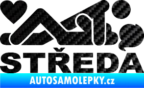 Samolepka Středa nápis 3D karbon černý