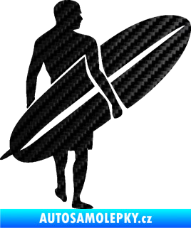 Samolepka Surfař 004 pravá 3D karbon černý