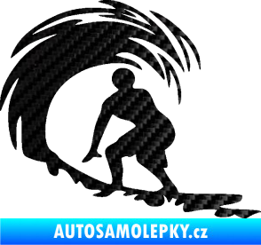 Samolepka Surfař 005 levá velké vlny 3D karbon černý