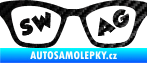 Samolepka Swag nápis v brýlích 3D karbon černý