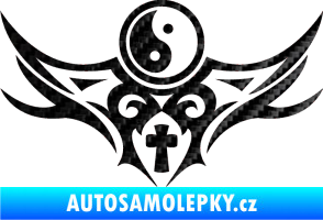 Samolepka Tetování 115 Jin a jang 3D karbon černý