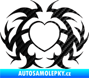 Samolepka Tetování 121 srdce 3D karbon černý