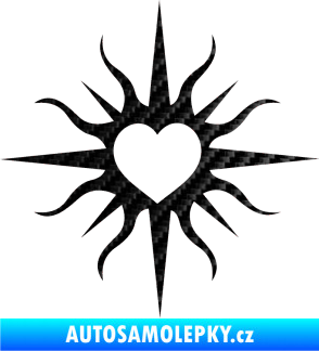 Samolepka Tetování 158 srdce 3D karbon černý