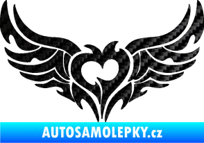 Samolepka Tetování 211 levá srdce na zadní okno 3D karbon černý