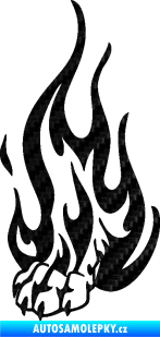 Samolepka Tlapa v plamenech levá 3D karbon černý