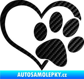 Samolepka Tlapka love pravá 3D karbon černý