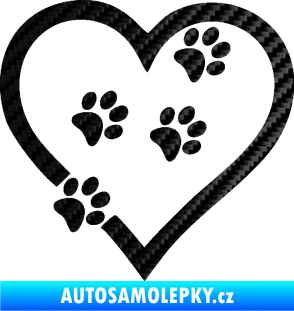 Samolepka Tlapky love 006 pravá 3D karbon černý