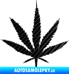 Samolepka Travka 001 lístek marihuany 3D karbon černý