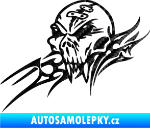 Samolepka Tribal skull levá lebka 3D karbon černý