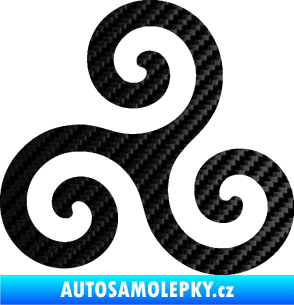Samolepka Triskelion keltský znak 3D karbon černý