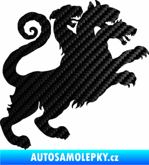 Samolepka Trojhlavý pes kerberos 002 pravá 3D karbon černý
