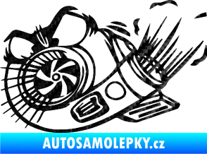 Samolepka Turbo 003 levá angry 3D karbon černý