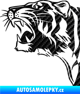 Samolepka Tygr 002 levá 3D karbon černý