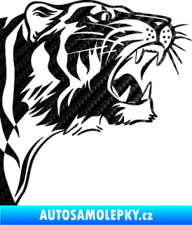 Samolepka Tygr 002 pravá 3D karbon černý