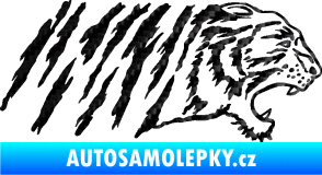 Samolepka Tygr 004 pravá 3D karbon černý
