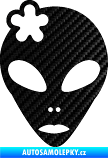 Samolepka UFO 009 slečna s kytičkou levá 3D karbon černý
