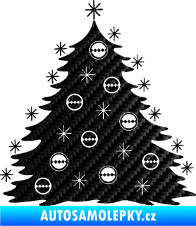 Samolepka Vánoční stromeček 001 3D karbon černý
