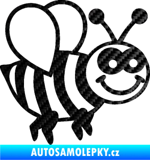 Samolepka Včela 003 pravá happy 3D karbon černý