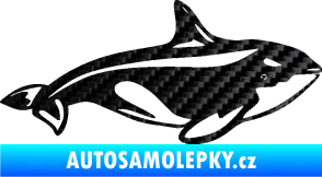 Samolepka Velryba 004 pravá 3D karbon černý