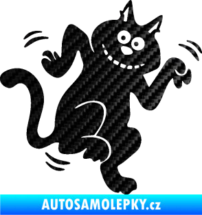 Samolepka Veselá kočka pravá 3D karbon černý
