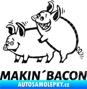 Samolepka Veselá prasátka makin bacon levá 3D karbon černý