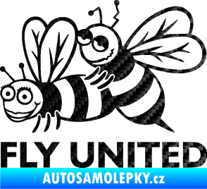 Samolepka Veselé vosy fly united levá 3D karbon černý