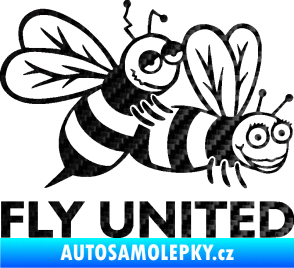 Samolepka Veselé vosy fly united pravá 3D karbon černý