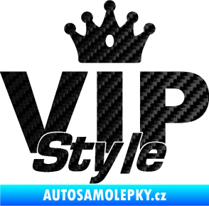 Samolepka VIP styl nápis s korunkou 3D karbon černý