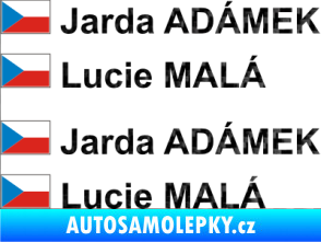 Samolepka Vlajka ČR se jménem 3D karbon černý