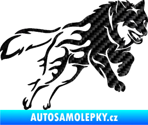 Samolepka Vlk 002 pravá 3D karbon černý