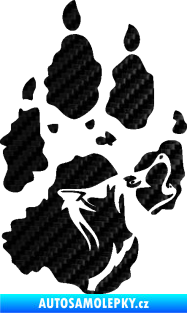 Samolepka Vlk 018 levá stopa s vlčím obrysem 3D karbon černý