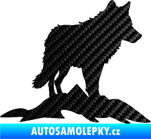 Samolepka Vlk 031 pravá hory 3D karbon černý