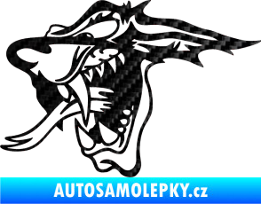 Samolepka Vlk levá 3D karbon černý