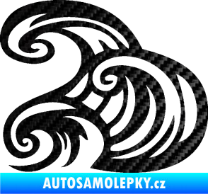 Samolepka Vlny 004 levá moře 3D karbon černý