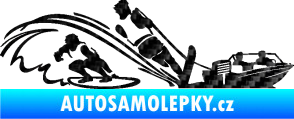 Samolepka Vodní lyžování a surf pravá 3D karbon černý